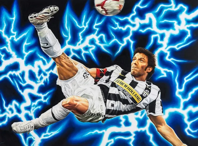Dipinto di Andrea Del Pesco: ALESSANDRO DEL PIERO, JUVENTUS F.C. — olio su tela