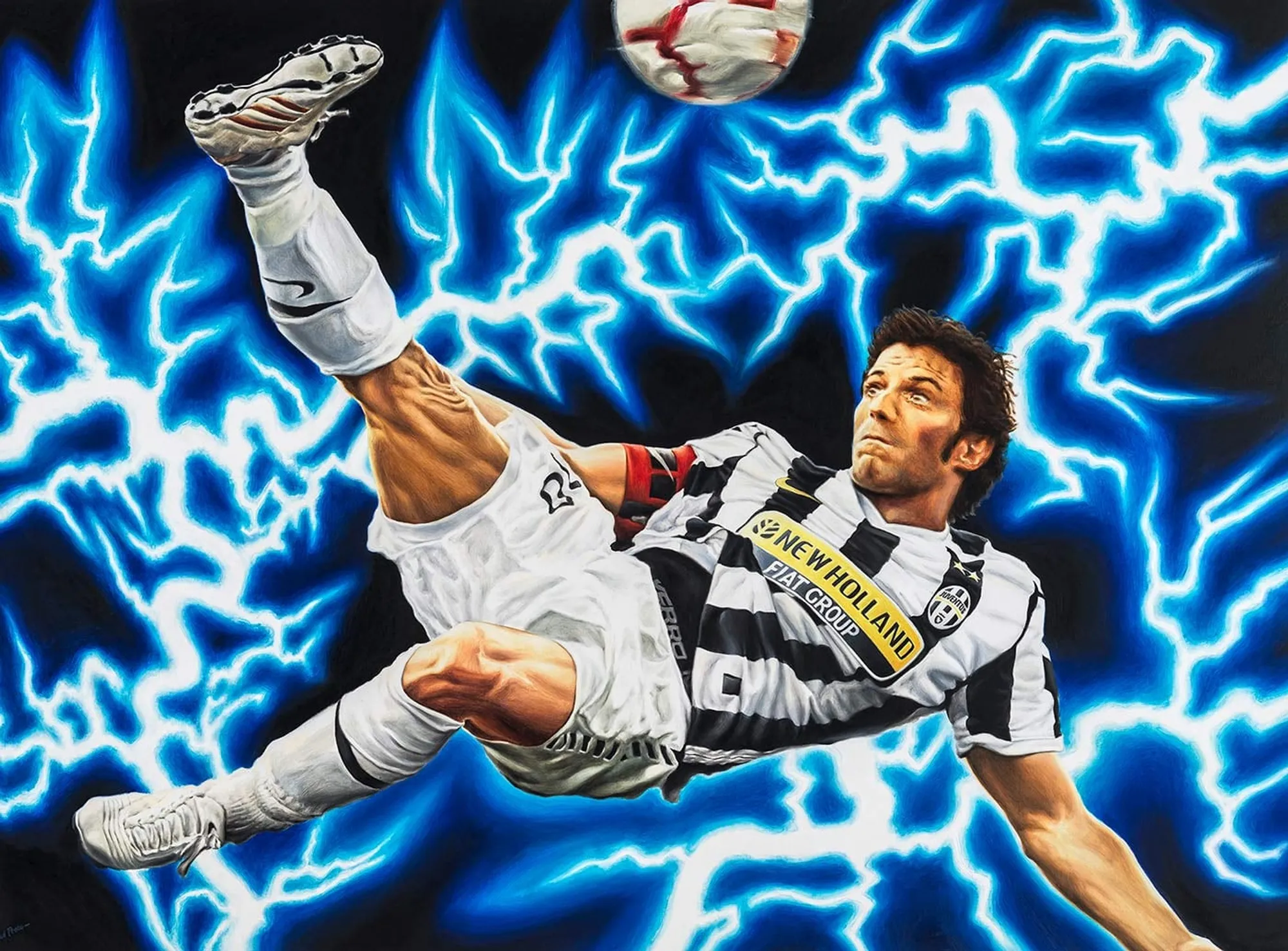 Dipinto di Andrea Del Pesco: ALESSANDRO DEL PIERO, JUVENTUS F.C. — olio su tela