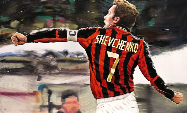 Dipinto di Andrea Del Pesco: ANDRIY SHEVCHENKO A.C. MILAN — olio su tela