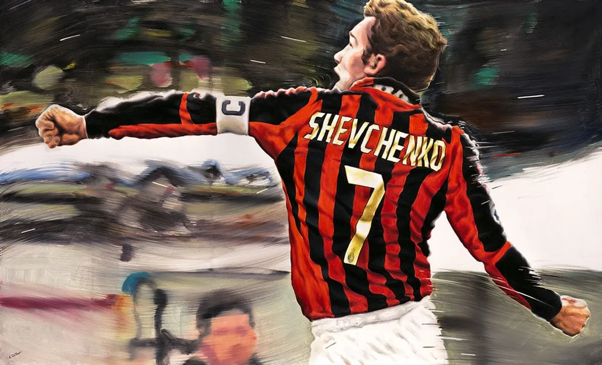Dipinto di Andrea Del Pesco: ANDRIY SHEVCHENKO A.C. MILAN — olio su tela