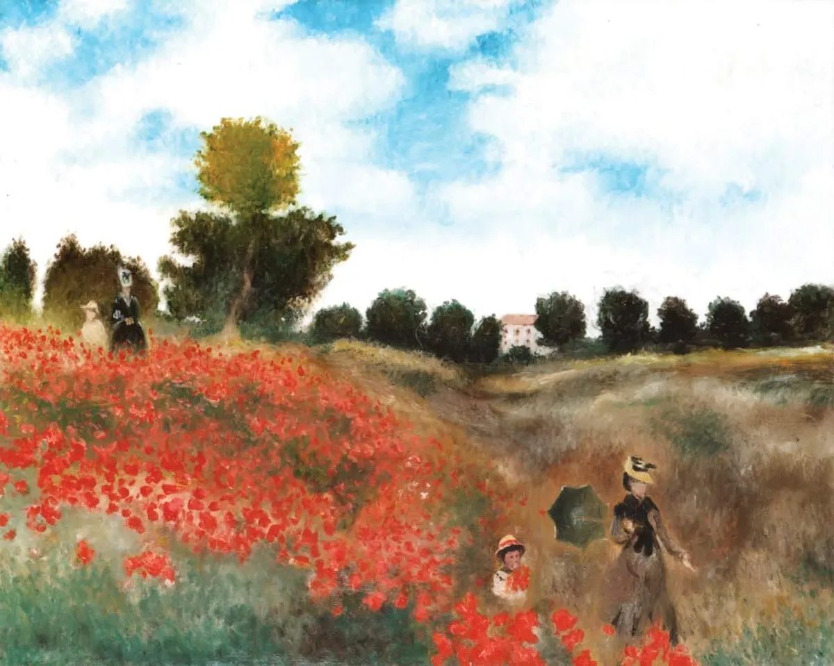Copia d'arte dipinta da Andrea Del Pesco: Campo di papaveri ad Argenteuil (originale di Claude MONET)