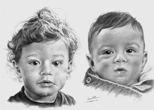 Dipinto di Andrea Del Pesco: CHILDREN's PORTRAIT — matita su carta