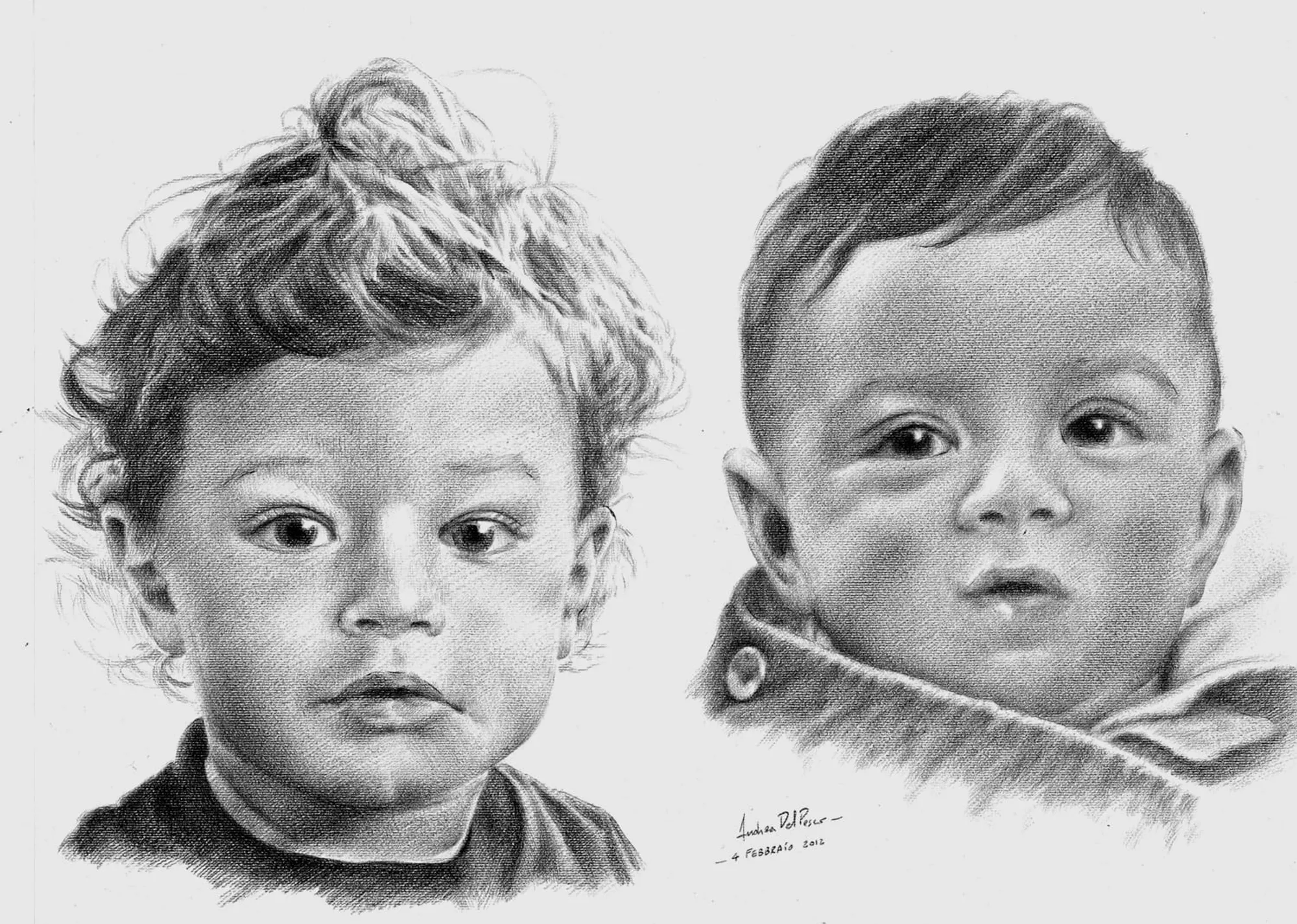 Dipinto di Andrea Del Pesco: CHILDREN's PORTRAIT — matita su carta