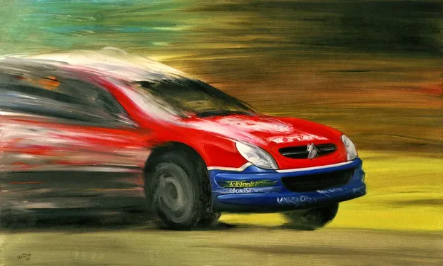 Dipinto di Andrea Del Pesco: CITROËN XSARA 2003 — olio su tela