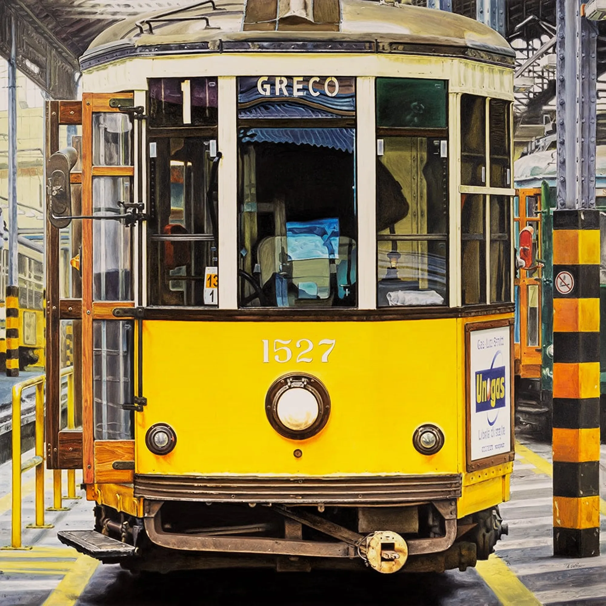 Dipinto di Andrea Del Pesco: DEPOSITO (TRAM 1 - GRECO) — olio su tela