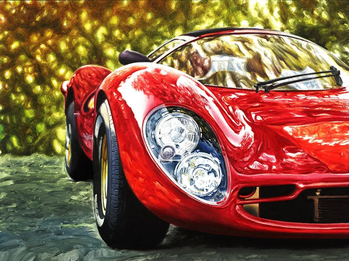Dipinto di Andrea Del Pesco: FERRARI 330 P4 — olio su tela