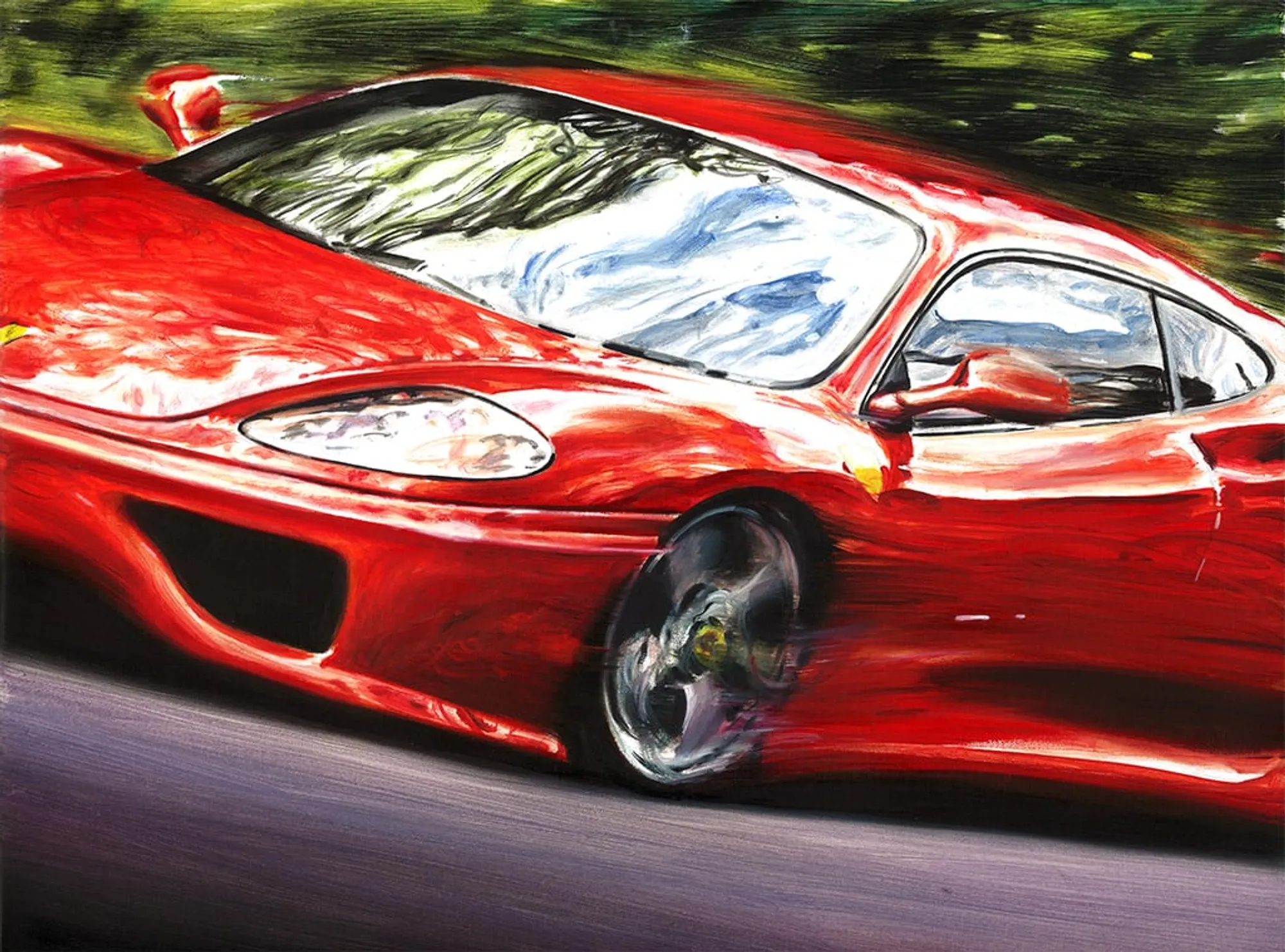 Dipinto di Andrea Del Pesco: FERRARI 360 MODENA — olio su tela