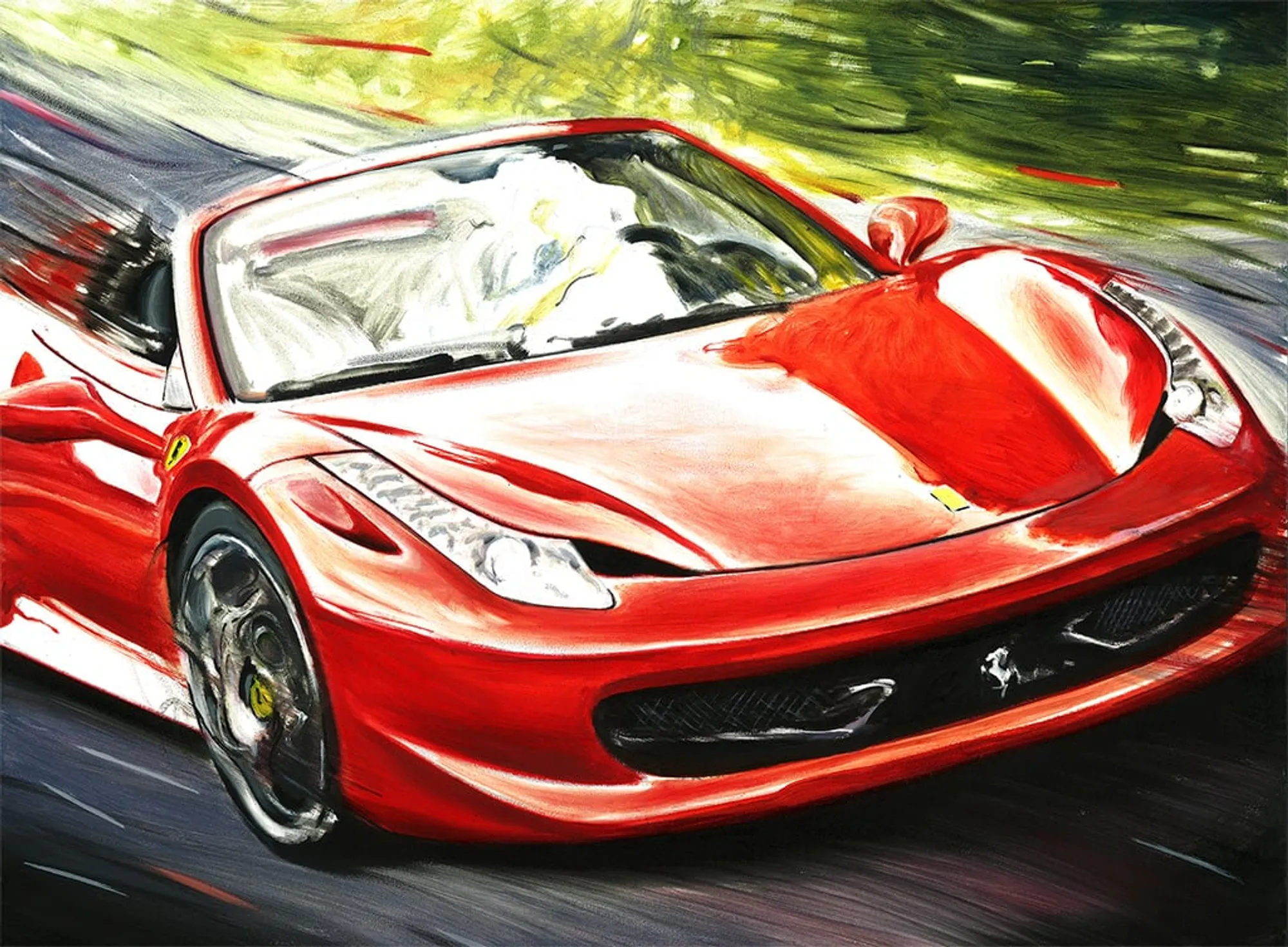 Dipinto di Andrea Del Pesco: FERRARI 458 SPIDER — olio su tela