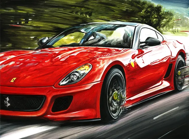 Dipinto di Andrea Del Pesco: FERRARI 599 GTO — olio su tela