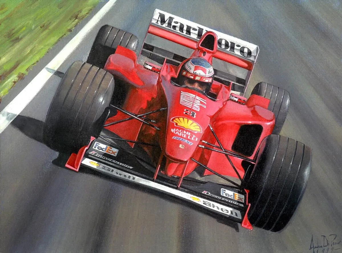 Dipinto di Andrea Del Pesco: FERRARI F-399 — acrilico su tela