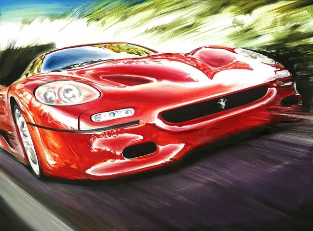 Dipinto di Andrea Del Pesco: FERRARI F50 — olio su tela