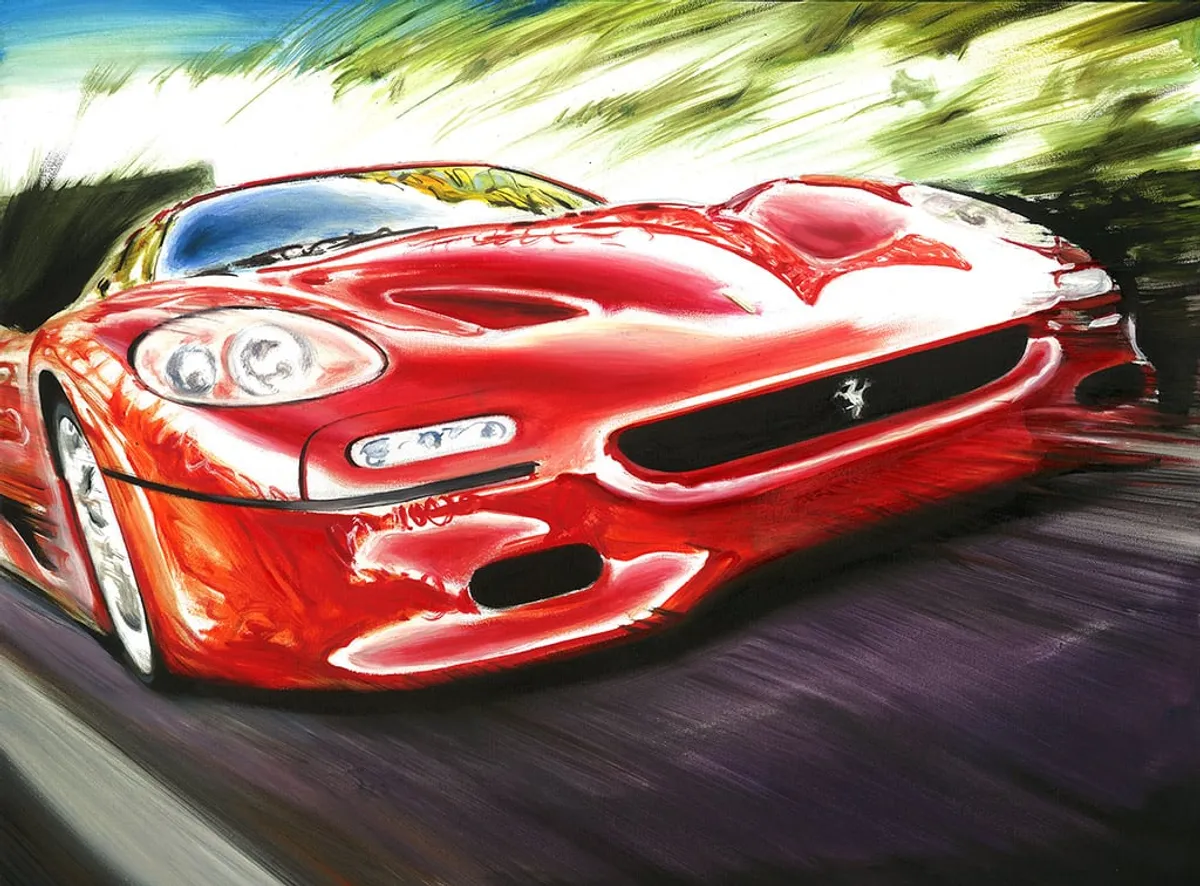 Dipinto di Andrea Del Pesco: FERRARI F50 — olio su tela