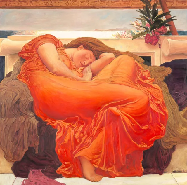 Copia d'arte dipinta da Andrea Del Pesco: Flaming June (originale di Frederic LEIGHTON)