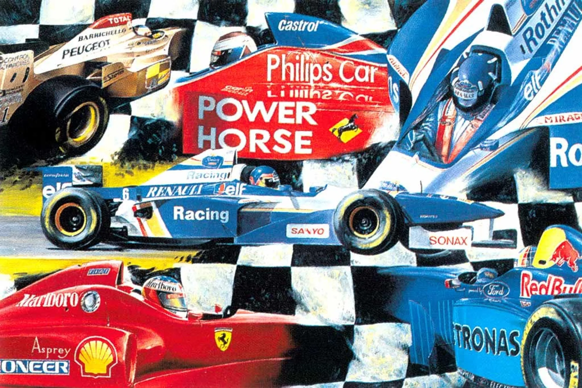 Dipinto di Andrea Del Pesco: FORMULA 1- 1996 — olio su tela