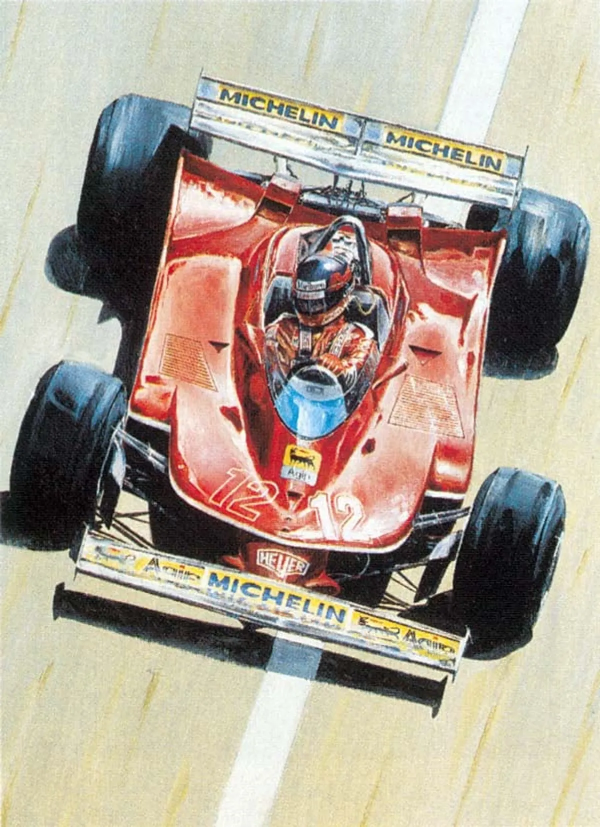 Dipinto di Andrea Del Pesco: GILLES VILLENEUVE, 1979 — olio su tela