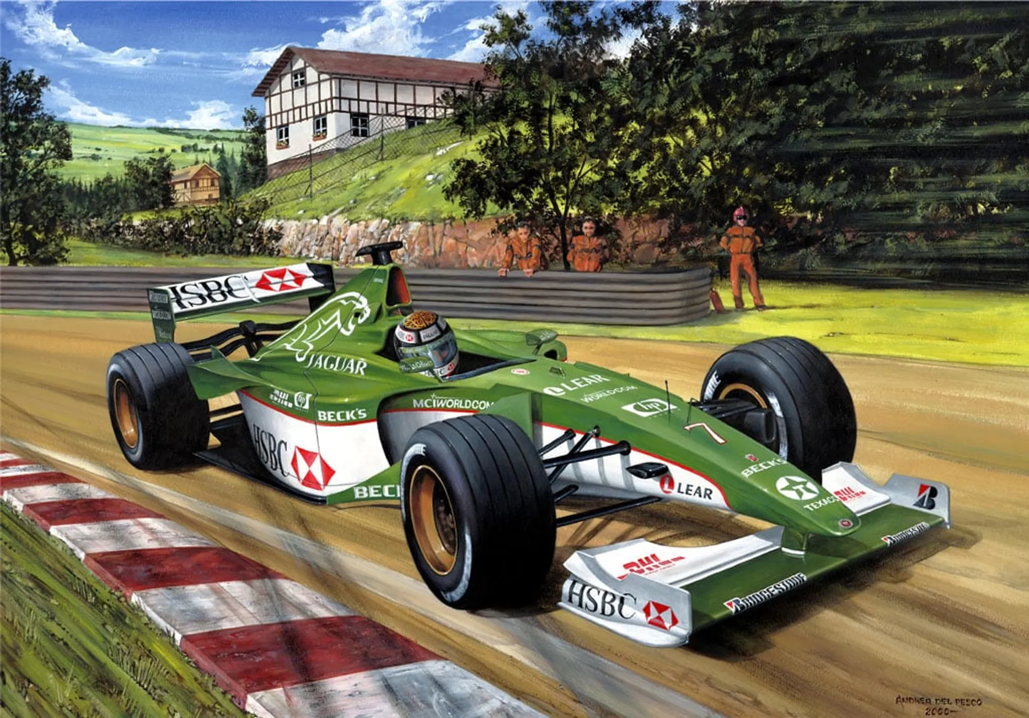 Dipinto di Andrea Del Pesco: JAGUAR R1 - F.1 2000 — Acrilico su tavola