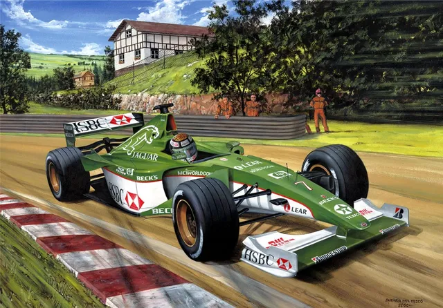Dipinto di Andrea Del Pesco: JAGUAR R1 - F.1 2000 — Acrilico su tavola