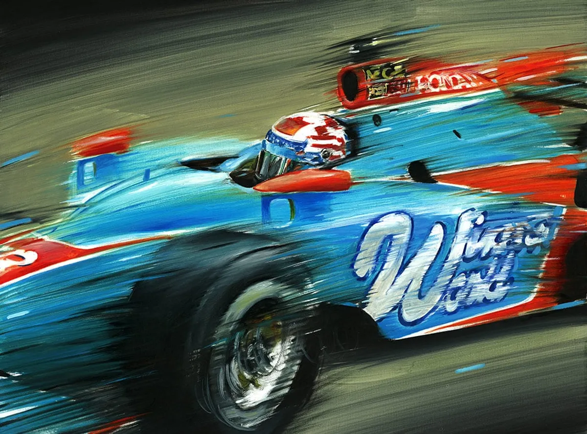 Dipinto di Andrea Del Pesco: JOHN ANDRETTI WINDOW WORLD RACING HONDA DALLARA — olio su tela