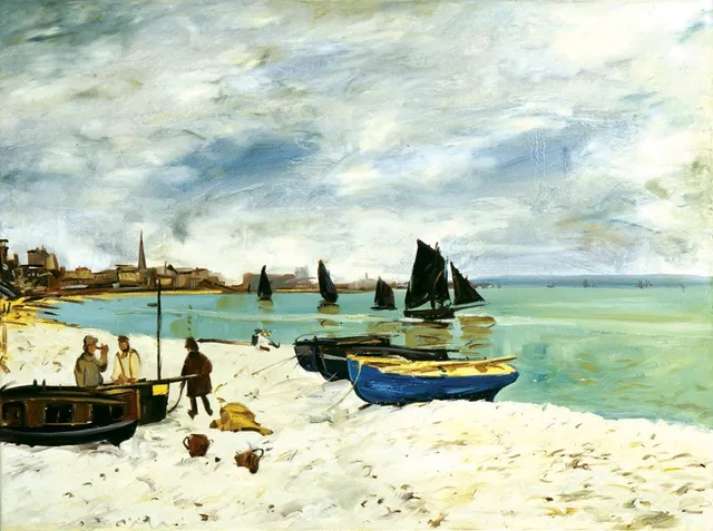 Copia d'arte dipinta da Andrea Del Pesco: La plage de Sainte-Adresse (originale di Claude MONET)