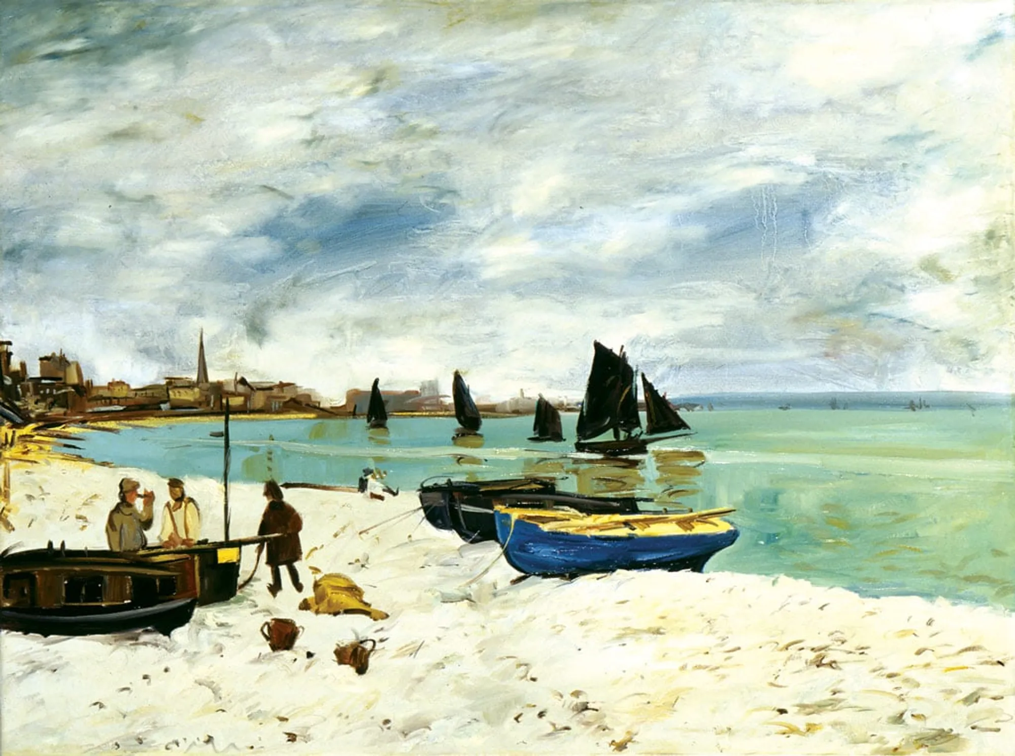 Copia d'arte dipinta da Andrea Del Pesco: La plage de Sainte-Adresse (originale di Claude MONET)