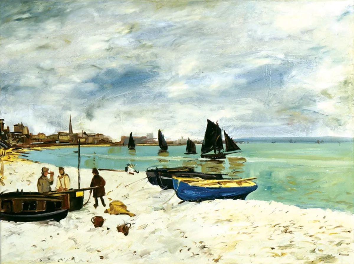 Copia d'arte dipinta da Andrea Del Pesco: La plage de Sainte-Adresse (originale di Claude MONET)
