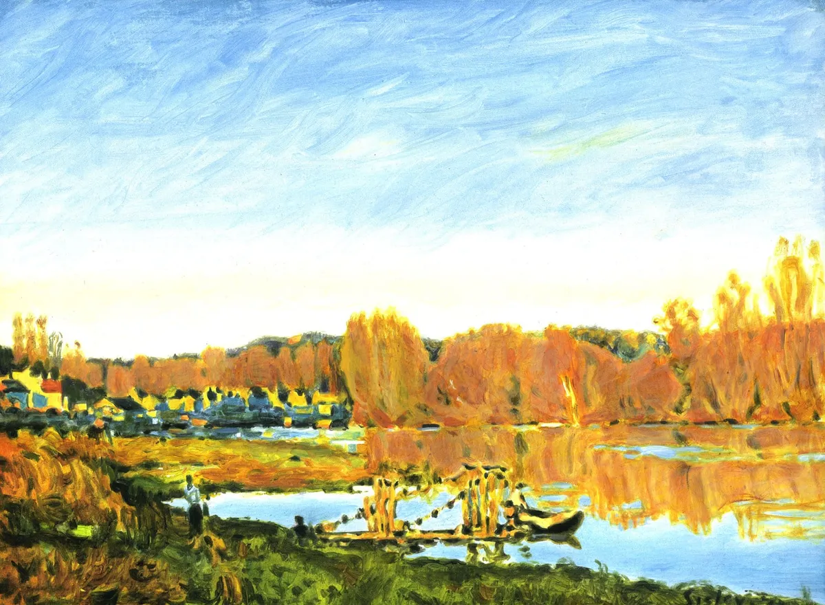 Copia d'arte dipinta da Andrea Del Pesco: L'automne - Bords de la Seine (originale di Alfred SISLEY)