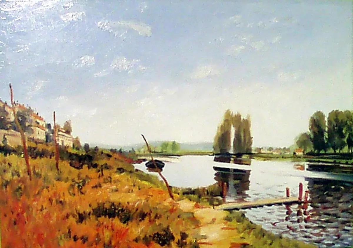 Copia d'arte dipinta da Andrea Del Pesco: L'Ile Saint-Denis (originale di Alfred SISLEY)