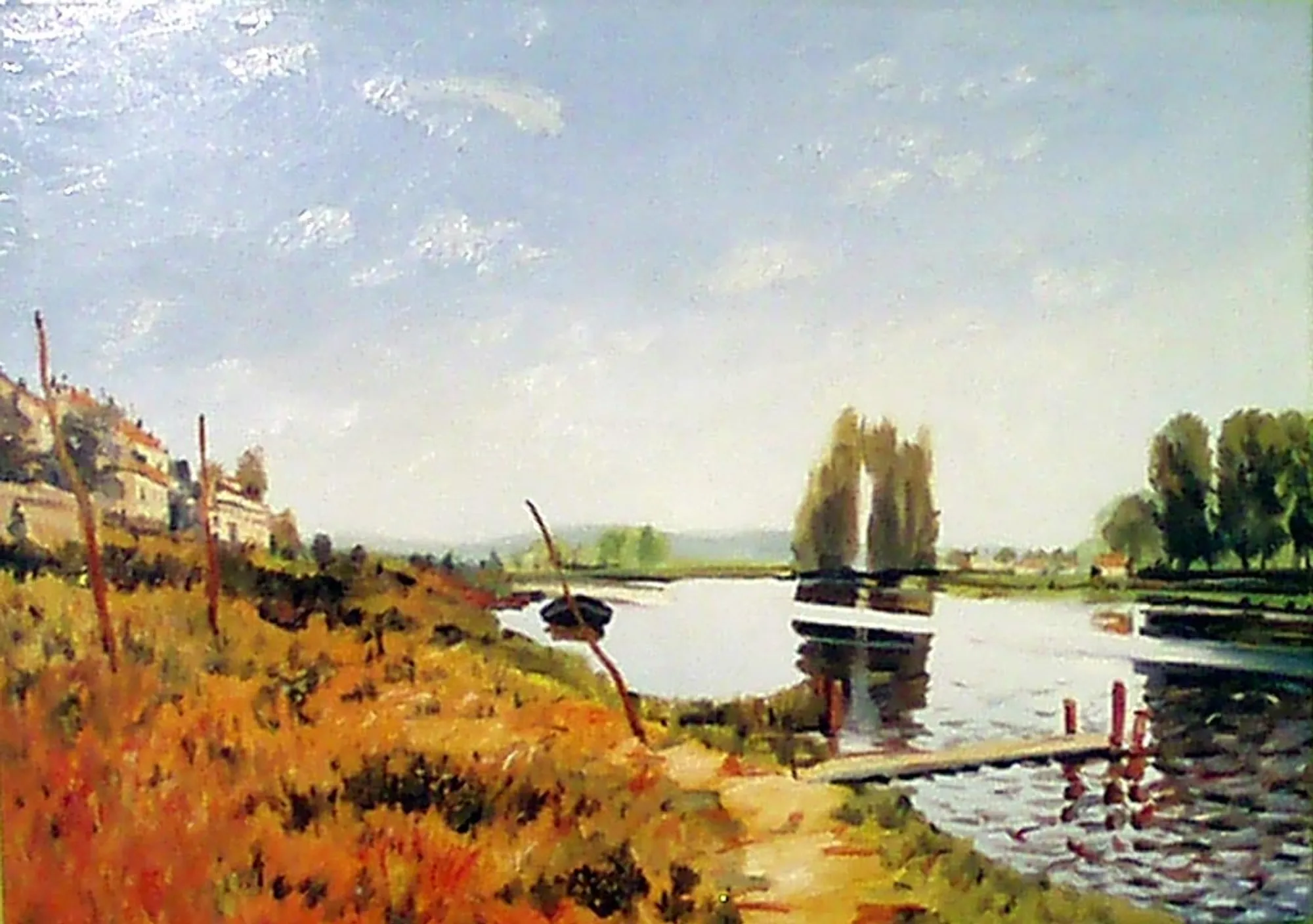 Copia d'arte dipinta da Andrea Del Pesco: L'Ile Saint-Denis (originale di Alfred SISLEY)