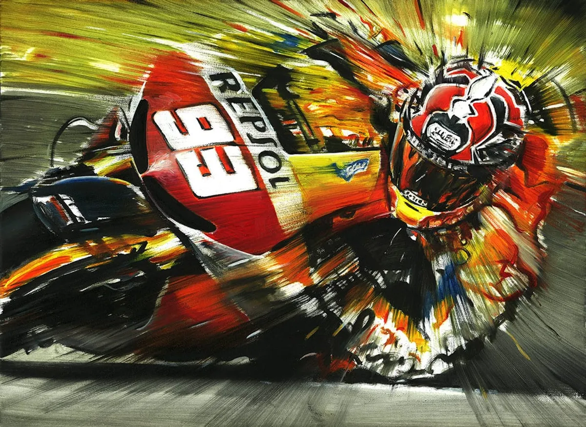 Dipinto di Andrea Del Pesco: MARC MÁRQUEZ REPSOL HONDA RC213V MOTOGP 2013 — olio su tela