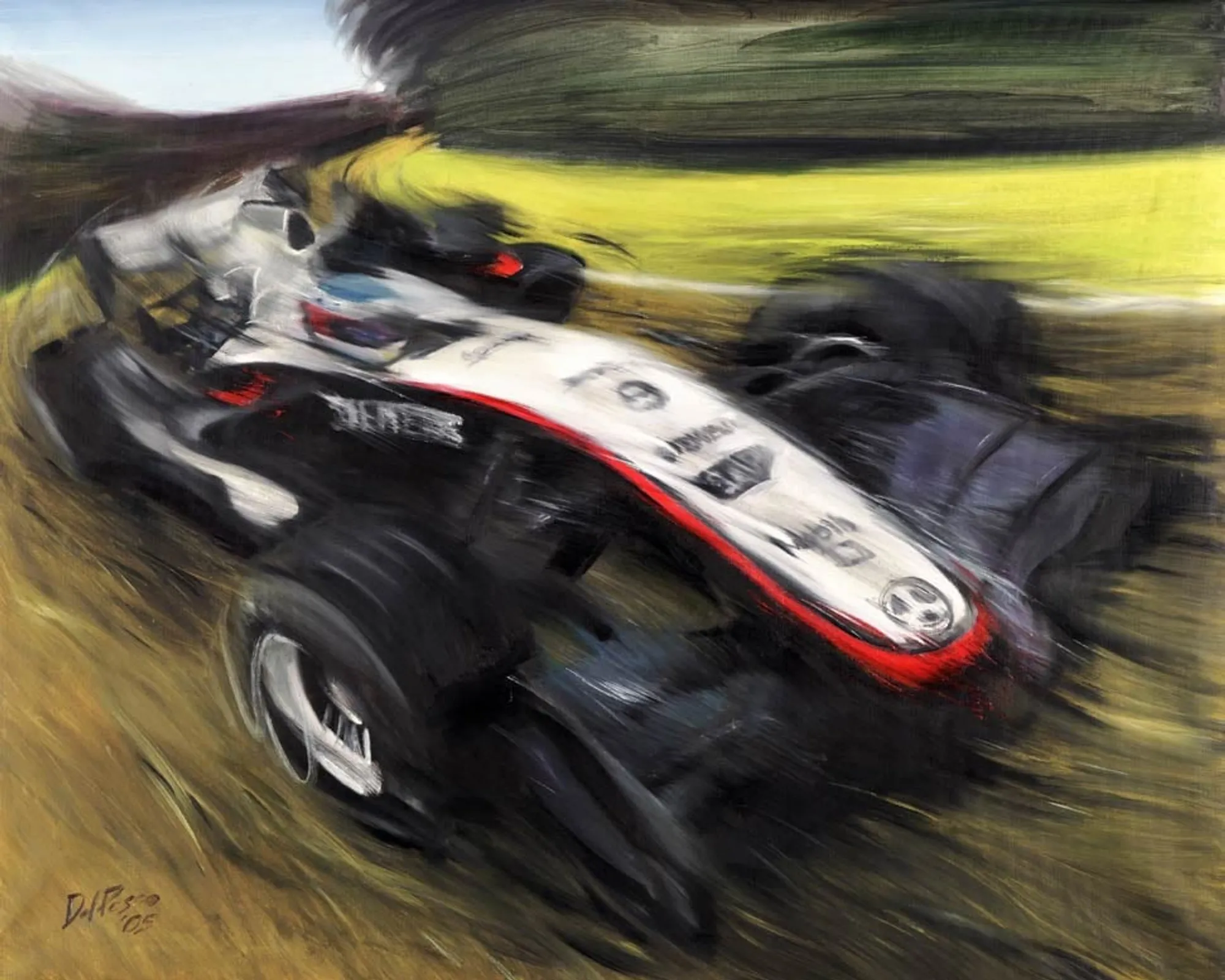 Dipinto di Andrea Del Pesco: McLAREN-MERCEDES MP4/20 — olio su tela