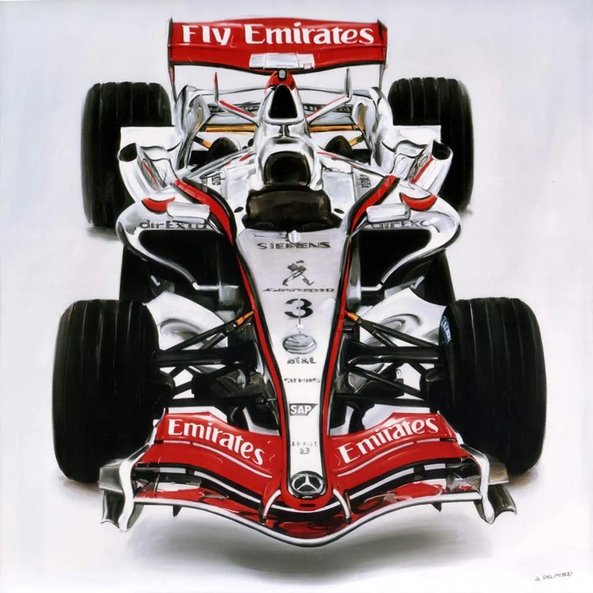 Dipinto di Andrea Del Pesco: McLAREN-MERCEDES MP4/21 — olio su tela