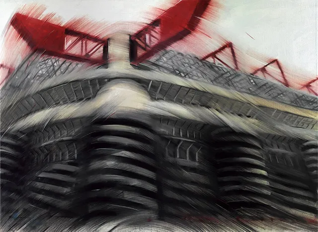 Dipinto di Andrea Del Pesco: MILANO, STADIO GIUSEPPE MEAZZA — olio su tela