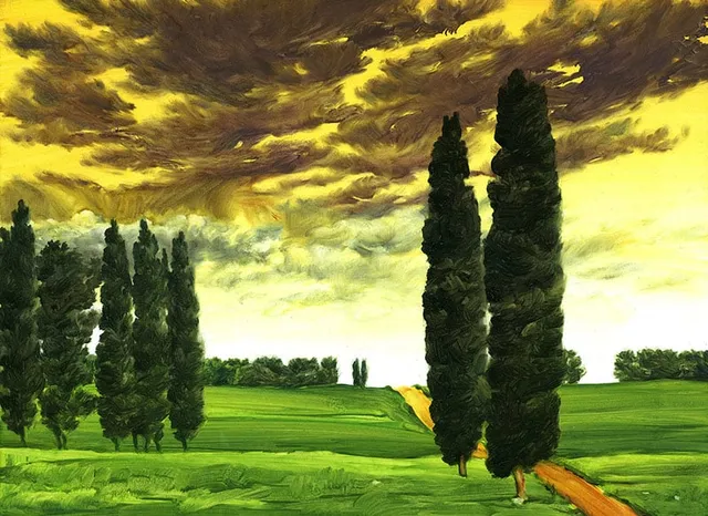 Dipinto di Andrea Del Pesco: PAESAGGIO TOSCANO — olio su tela