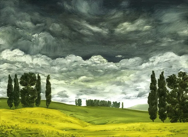 Dipinto di Andrea Del Pesco: PAESAGGIO TOSCANO — olio su tela