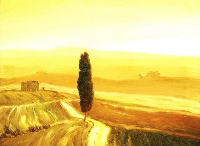 Dipinto di Andrea Del Pesco: PAESAGGIO TOSCANO — olio su tela