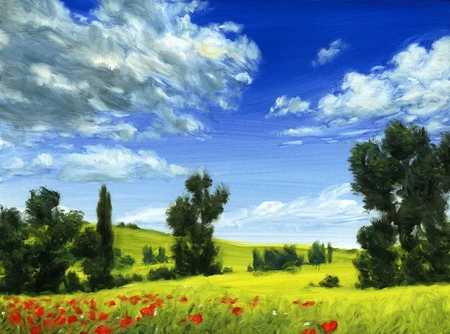 Dipinto di Andrea Del Pesco: PAESAGGIO — olio su tela