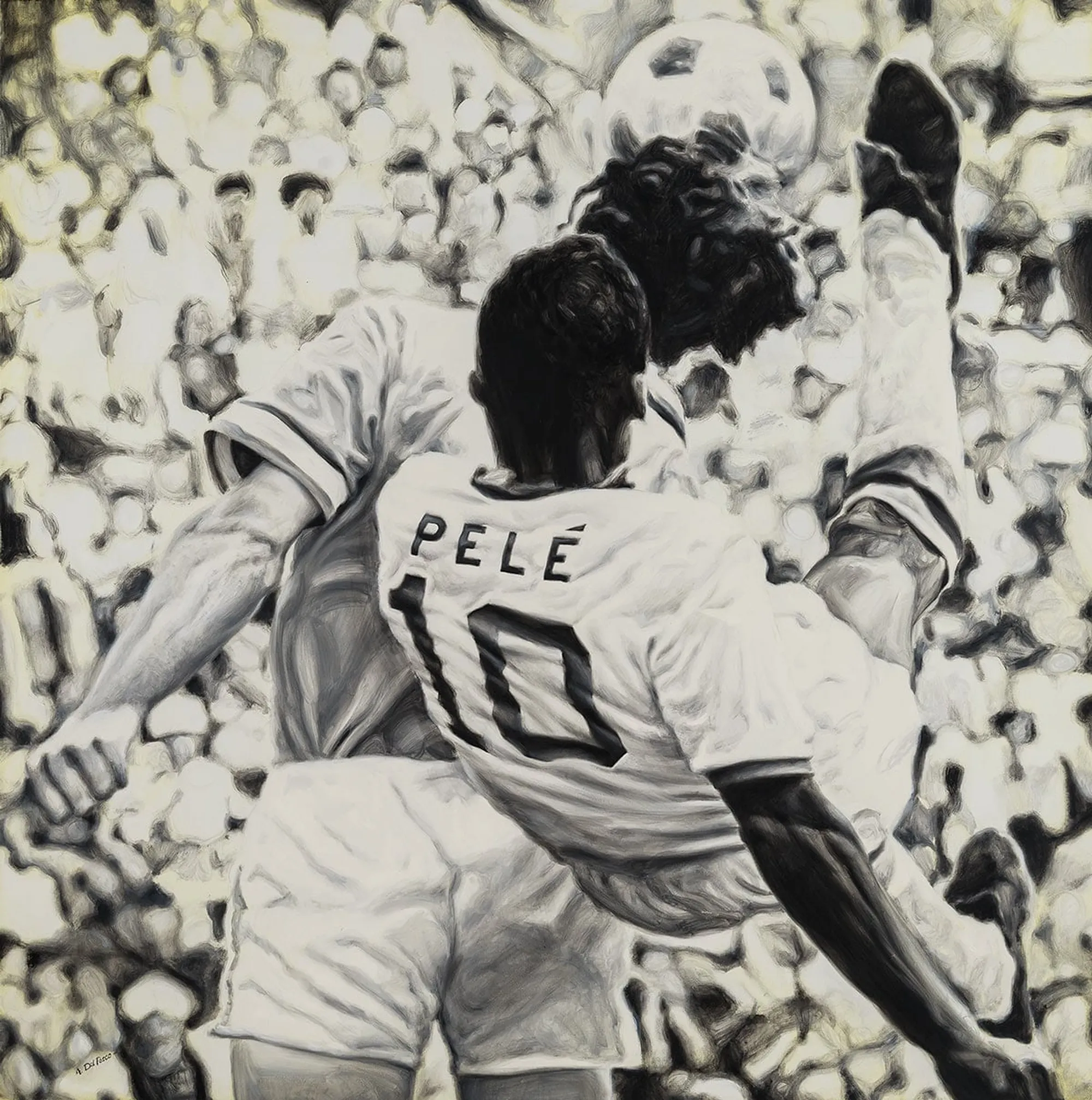 Dipinto di Andrea Del Pesco: PELÉ - EDSON ARANTES DO NASCIMENTO - NEW YORK COSMOS — olio su tela