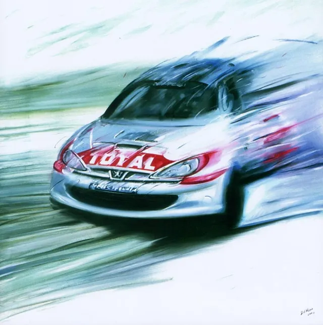 Dipinto di Andrea Del Pesco: PEUGEOT 206 RALLY — olio su tela