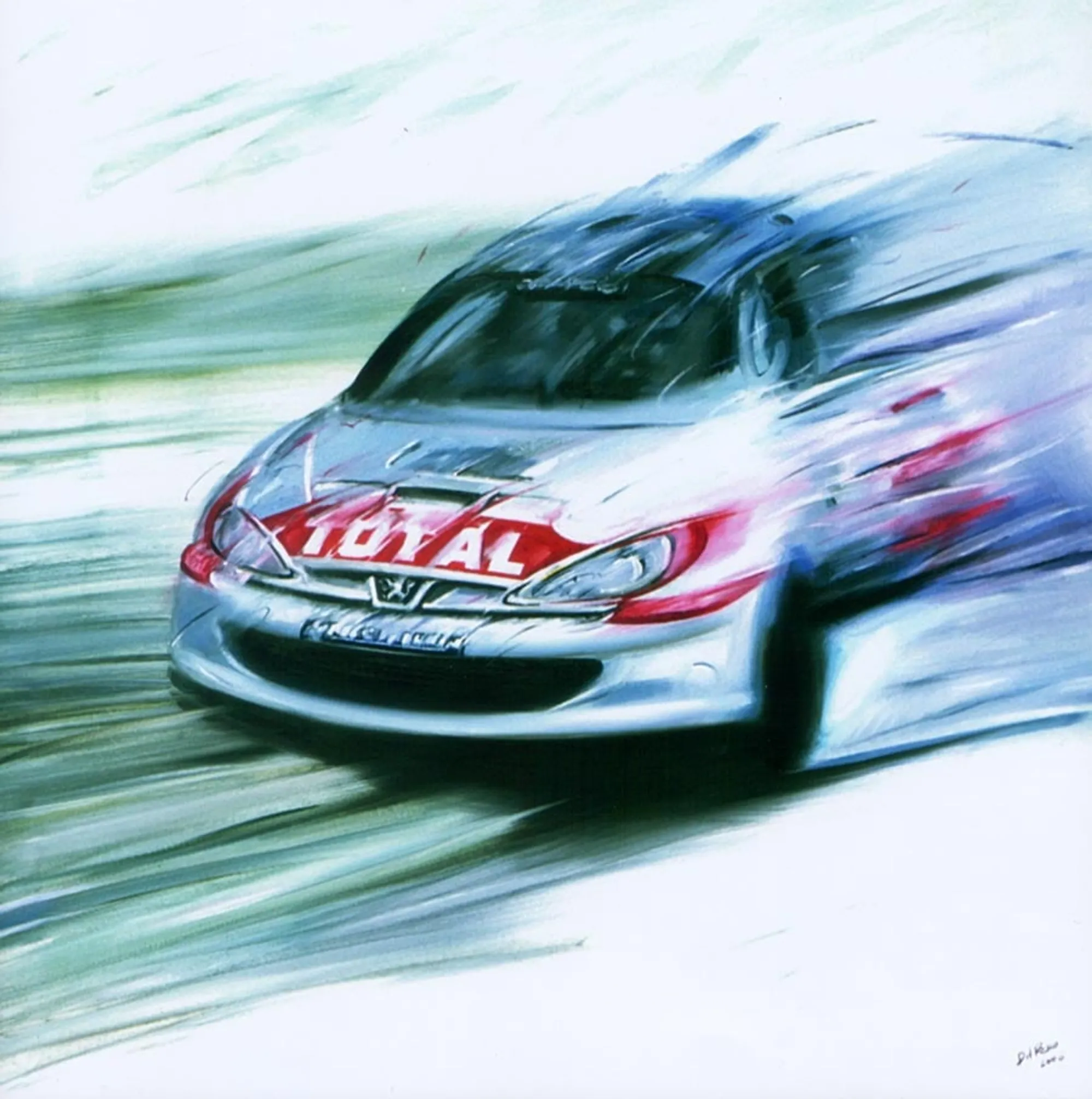 Dipinto di Andrea Del Pesco: PEUGEOT 206 RALLY — olio su tela
