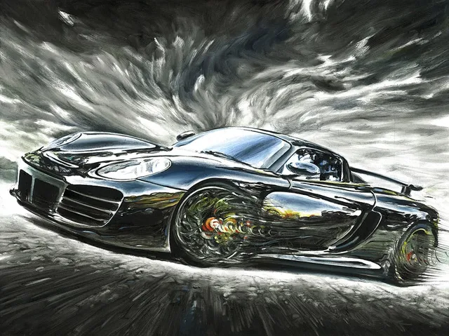 Dipinto di Andrea Del Pesco: PORSCHE CARRERA GT — olio su tela