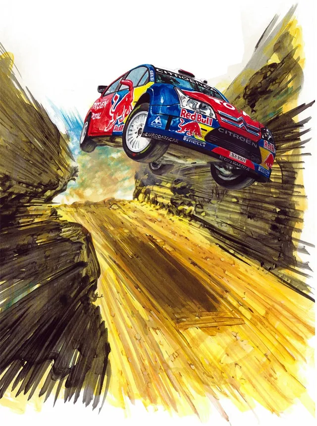 Dipinto di Andrea Del Pesco: SÉBASTIEN LOEB E CITROËN C4 (dvd La Gazzetta dello Sport) — Acrylic on board