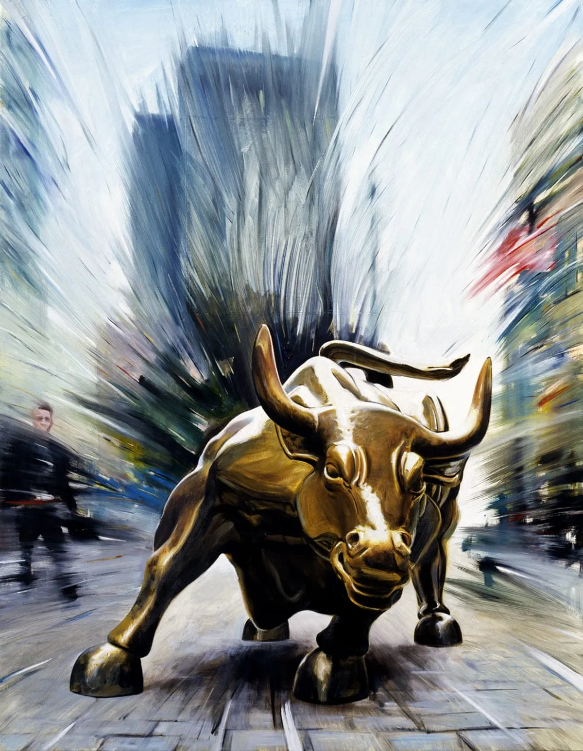 Dipinto di Andrea Del Pesco: WALL STREET! — olio su tela