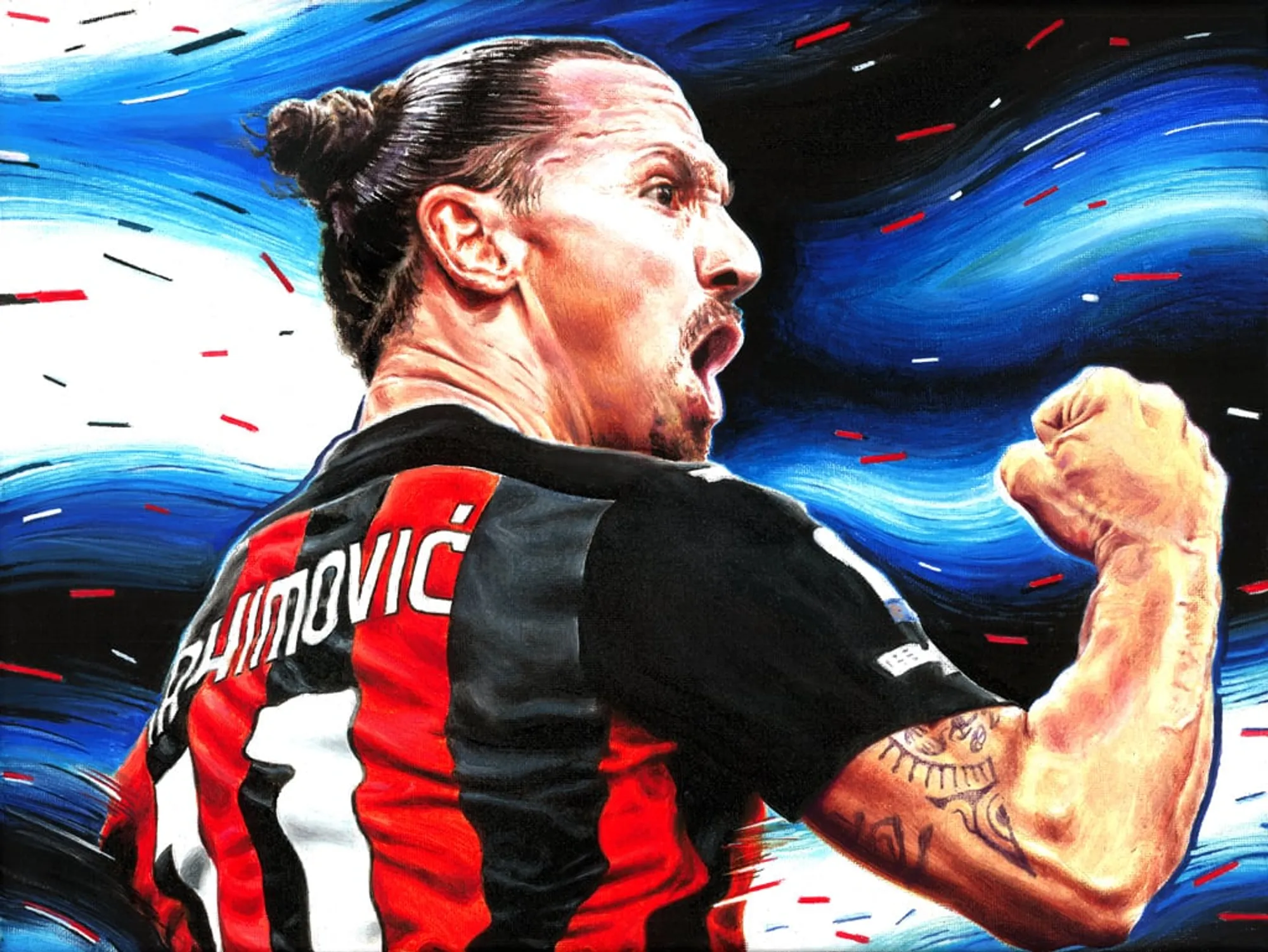 Dipinto di Andrea Del Pesco: ZLATAN IBRAHIMOVIC, A.C. MILAN — olio su tela